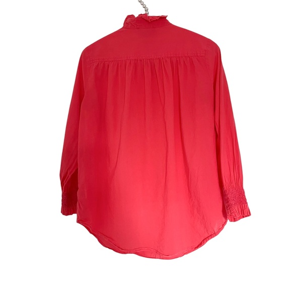 TUCKERNUCK Teagan Popover Shirt Ruffle Poopy Pink 3/4 Sleeve Blouse Size Small - Picture 9 of 11